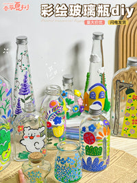 DIY Hand-Painted Clear Glass Bottles for Crafts and Decor
