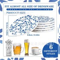 Ceramic Floral Coasters for Drinks - Absorbent, Non-Slip Coffee Mug Mats