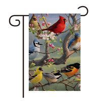 Double-Sided Bird Garden Flag for Outdoor Decor, Winter/Spring Flax Linen