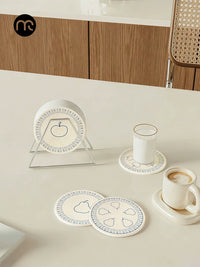Cartoon Diatomaceous Earth Coasters for Drinks, Absorbent and Quick-Drying Cup Mats