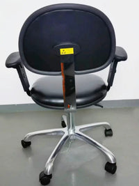Anti-Static PU Leather Lab Chair with Armrests, Adjustable Height, Swivel Casters or Fixed Glides