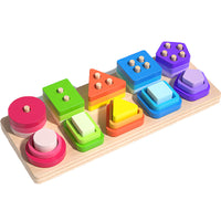 Montessori Wooden Geometric Shape Fishing Stacking Blocks Educational Toy for Kids