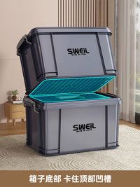 Industrial Style Stackable Plastic Storage Box with Lid, Large Capacity Multi-functional Organizer Bin