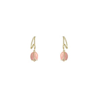 Rose Gold Pink Tulip Drop Earrings for Women, French Style S925 Silver Needle