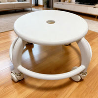 Kids' Rolling Stool with Silent Wheels, Low Height Plastic Round Stool for Home, Learning, and Grouting