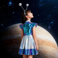 Kids Alien Robot AI Costume Halloween Role Play Party Outfit with Glasses and Headpiece