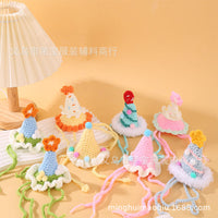 Pet Knitted Birthday Hat for Cats and Small Dogs, Cute Festival Photo Prop