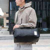 PU Leather Travel Duffel Bag with Shoe Compartment and Wet Pocket for Gym Sports Business Trip