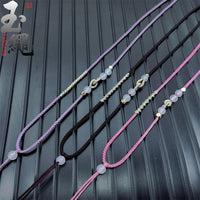Hand-Woven Pendant Cord Necklace with Gold Thread Detailing for DIY Jewelry
