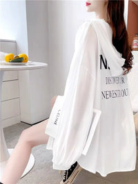 Women's Plus Size Sun Protection Hoodie Ice Silk Loose Cardigan