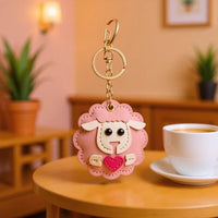 Cute PU Leather Sheep Keychain Charm for Bags and Keys