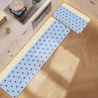 Korean Style Polka Dot Diatomaceous Earth Kitchen & Bath Mat Set - Non-Slip, Absorbent, Easy Care