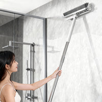 V-Shaped Long Handle Floor Scrub Brush for Bathroom Tile Grout Cleaning