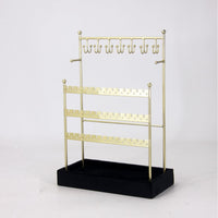 Velvet Jewelry Organizer Box with Iron Art Stand, Large Capacity Necklace Bracelet Display Storage for Women