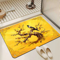 Diatomaceous Earth Absorbent Bath Mat with Lotus Pattern for Bathroom Entrance