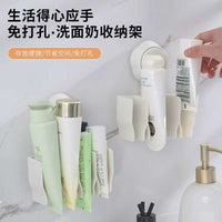Suction Cup Toothpaste and Facial Cleanser Holder Wall-Mounted Bathroom Organizer