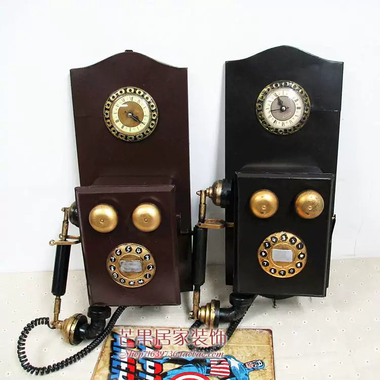 Vintage Rotary Dial Telephone Model Desktop Ornament Photography Prop Store Window Decor