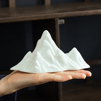 Zen White Ceramic Mountain Micro Landscape Ornament for Aquarium and Home Decor