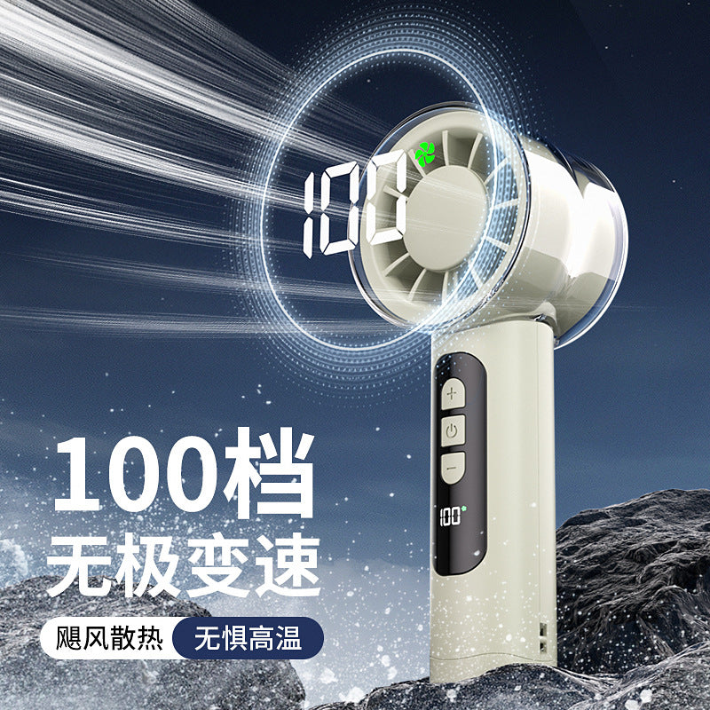 Mini Handheld Semiconductor Cooling Fan with LED Display, Portable USB Rechargeable Personal Fan for Outdoor Use
