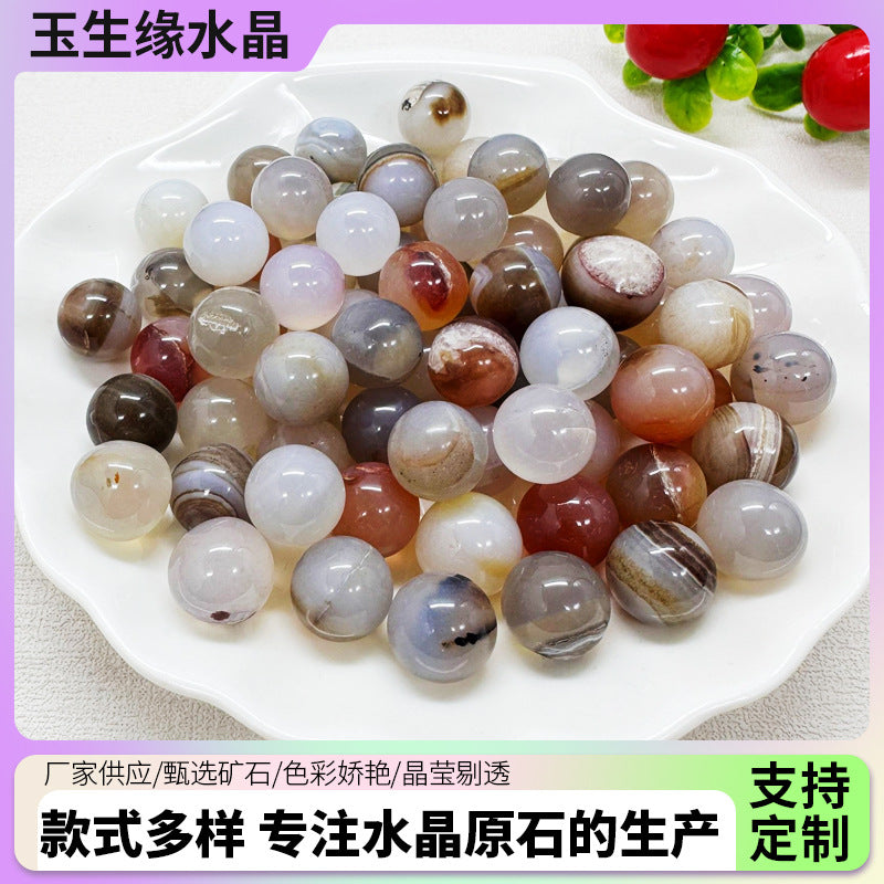 White Agate Polished Spheres for Aquarium & Planter Decoration