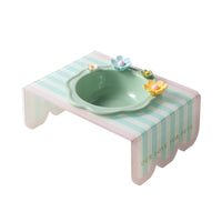 Ceramic Pet Bowl with Acrylic Stand for Cats and Dogs, Elevated Food and Water Dish for Neck Protection