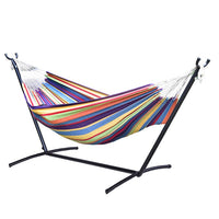 Portable Hammock with Stand, Canvas Hammock Bed with Anti-Roll Steel Frame for Indoor/Outdoor Relaxation