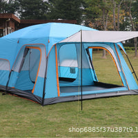 Large Outdoor Camping Tent with 2 Rooms, Sun Protection, and Rainproof Design for 5-12 People