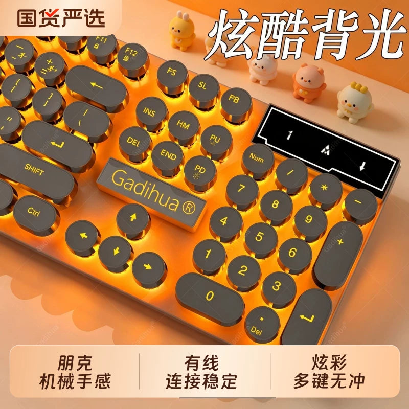 Wired Punk Mechanical Feel Gaming Keyboard and Mouse Combo with Headset for PC Esports
