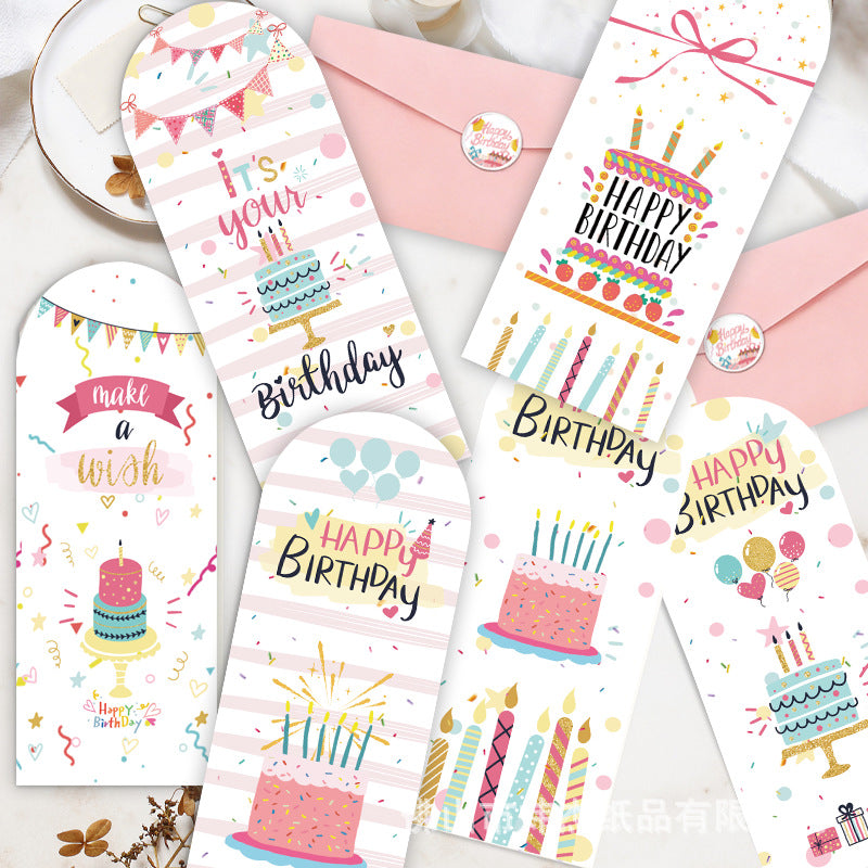 New Birthday Card Creative Folding English Happy Birthday Card Children's Birthday Gift Blessing Message Card