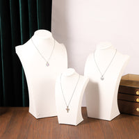 Luxury Necklace Display Stand H-Type White Leatherette Jewelry Organizer for Pendants and Necklaces