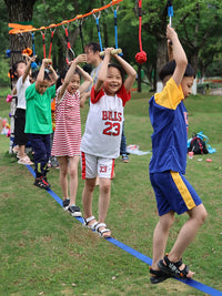Kids Outdoor Climbing Rope Obstacle Course Set with Swing for Sensory Training & Fitness