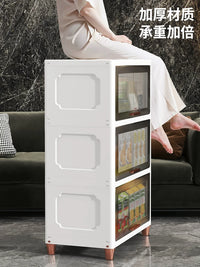 Slim Storage Cabinet with Flip-Top Lid for Kitchen Bathroom Living Room