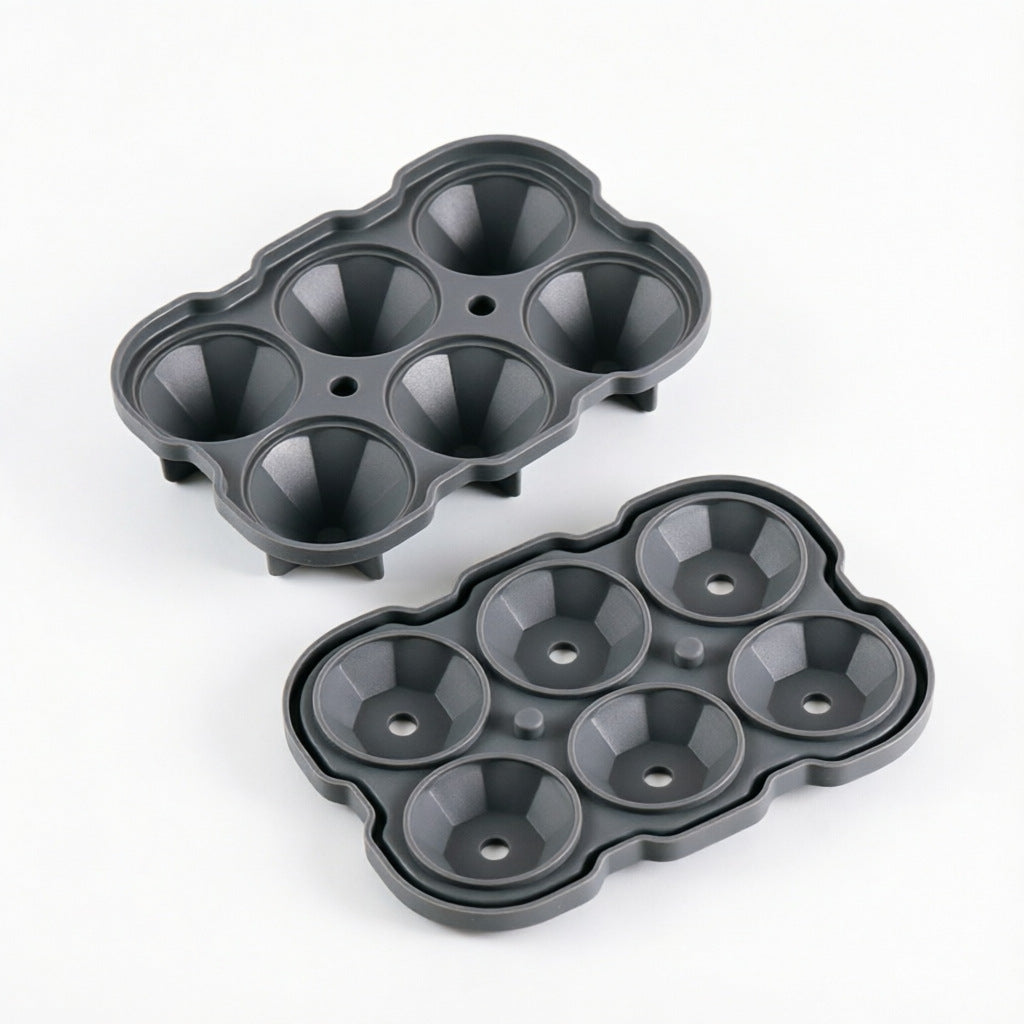 Diamond-Shaped Silicone Ice Cube Tray for Whiskey and Cocktails, 6-Cavity