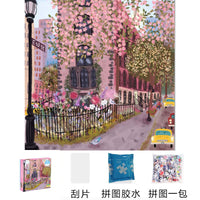 Square Christmas Snow Scene Jigsaw Puzzle 500 Pieces with Gold Foil Reflective Finish, Stress Relief Educational Toy Gift