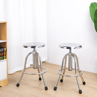 Stainless Steel Adjustable Swivel Stool with Backrest for Workshop Lab Hospital