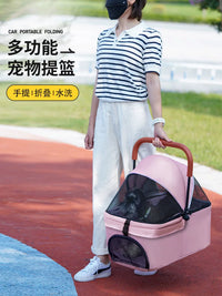 Portable Foldable Pet Carrier with Carbon Steel Handle for Cats and Small Dogs