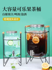 Cold Water Glass Beverage Dispenser with Faucet for Home Use, Large Capacity Juice Container for Refrigerator