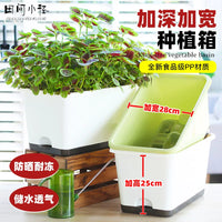Rectangular Resin Garden Planter Box for Vegetables and Herbs, Deepened Design
