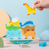 Wooden Animal Stacking Balance Game for Kids, Educational Building Blocks Toy