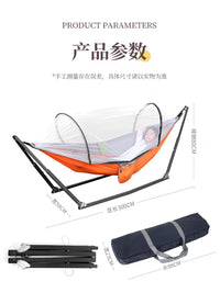 Portable Aluminum Alloy Folding Hammock with Mosquito Net for Outdoor Camping and Indoor Use