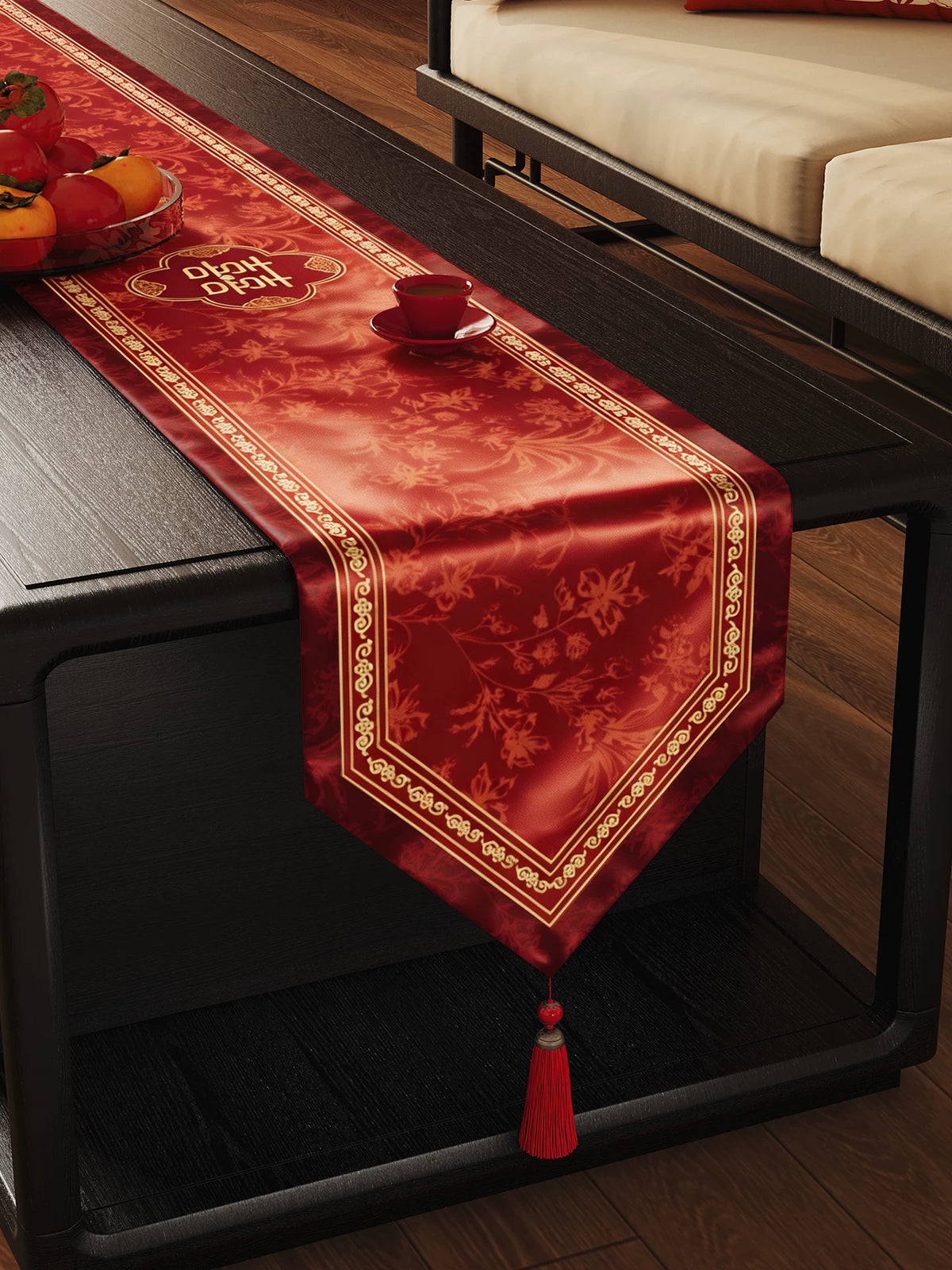 New Chinese Style Wedding Table Runner Red Engagement Living Room Decoration