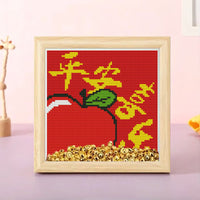 DIY Cross Stitch Kit with Frame, Persimmon Blessing Design, Chinese Style Embroidery for Home Decor