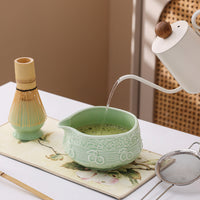 Ceramic Cherry Blossom Matcha Bowl Set with Bamboo Whisk and Tools