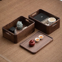 Solid Wood Storage Box with Lid, Multi-layer Divided Organizer for Home Sundries, Snacks, Tea Sets, Books
