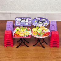 Dollhouse Miniature Foldable Dining Table and Chairs Set for Kids