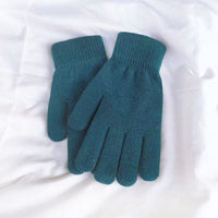 Unisex Solid Color Knitted Gloves for Winter - Warm, Thick, Fleece-Lined, Stretchy Five-Finger Gloves