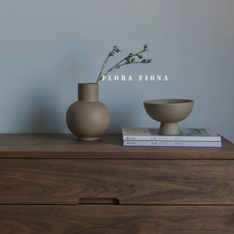 Wabi-Sabi Minimalist Terracotta Vase for Home Decor and Flower Arrangements