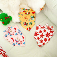 Pet Christmas Bandana Scarf for Dogs and Cats, Festive Holiday Triangle Bib
