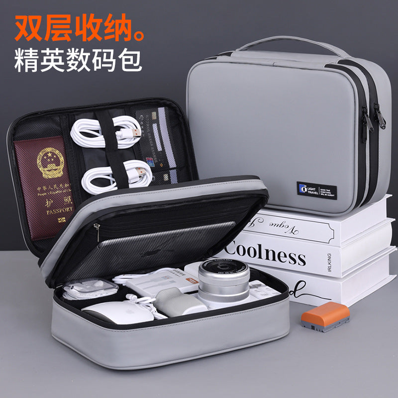 Large Capacity Double-Layer Digital Organizer Bag for Electronics, Cables, Power Bank