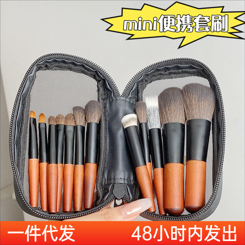 Mini Travel Makeup Brush Set with Portable Bag for Eyeshadow and Blush